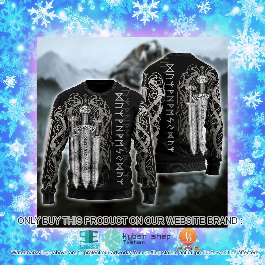 NEW Viking Sword black Sweatshirt, Sweater 4 viking sword black ugly sweater 4 99227