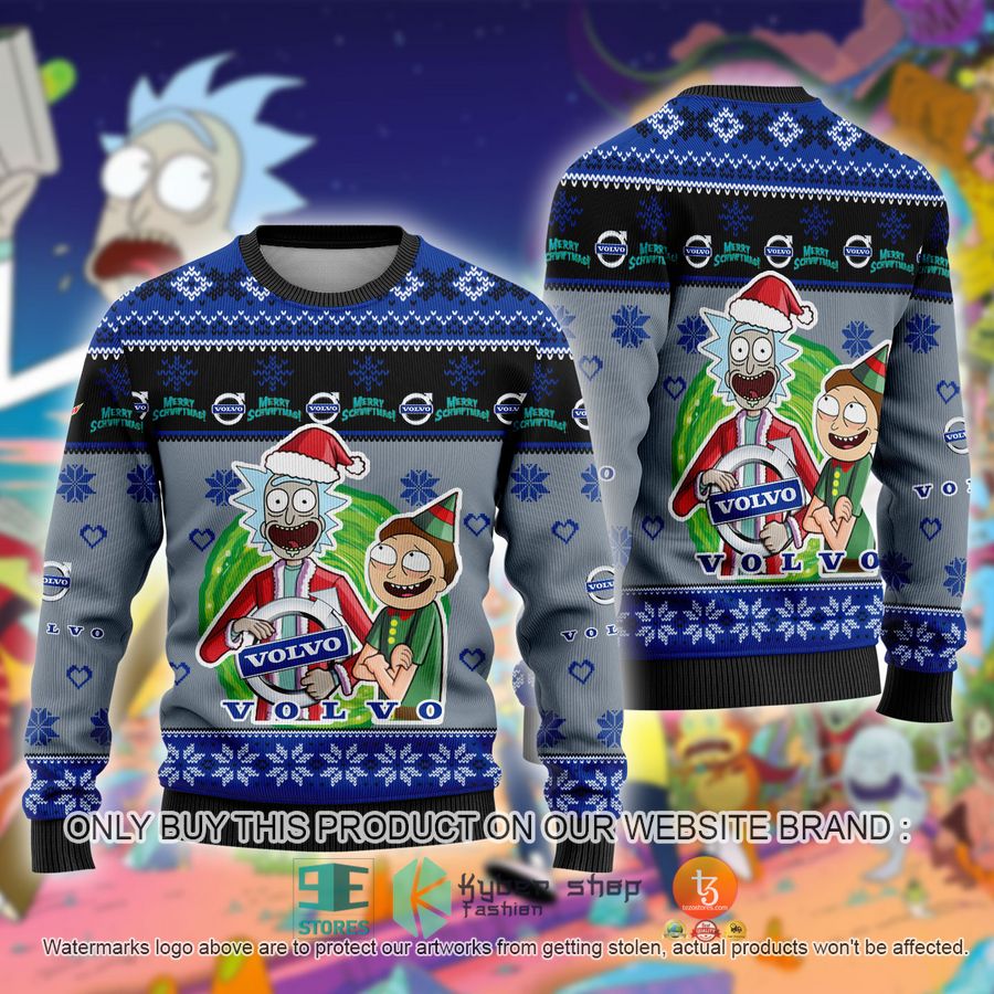 NEW Volvo Car Rick and Morty Sweatshirt 1 volvo car rick and morty ugly christmas sweater 1 83485