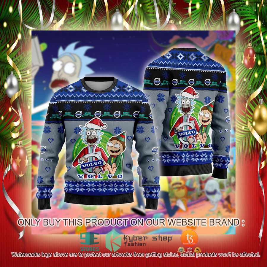 NEW Volvo Car Rick and Morty Sweatshirt 2 volvo car rick and morty ugly christmas sweater 2 5014