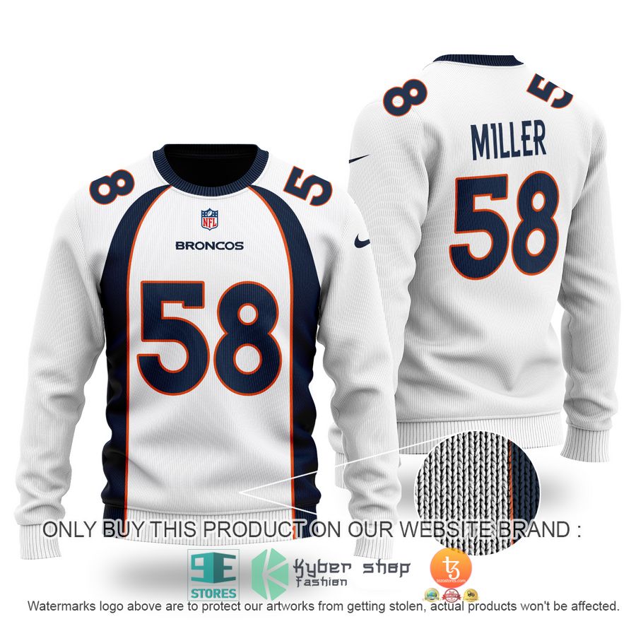 von miller 58 denver broncos white sweater 1 18040