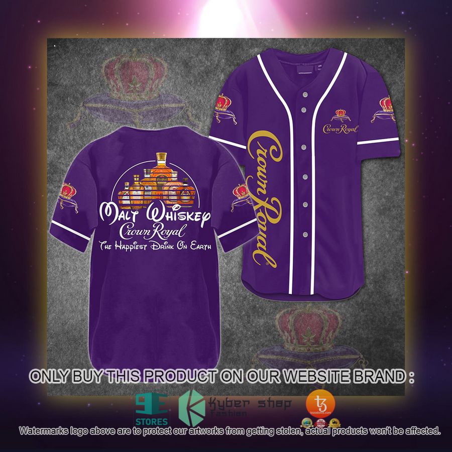 NEW Walt Whiskey Crown Royal The Happiest Drink On Earth Baseball Shirt 2 walt whiskey crown royal the happiest drink on earth baseball jersey 2 15327