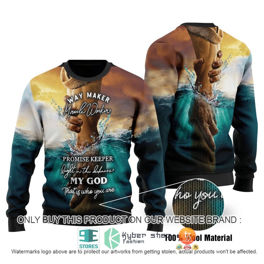 NEW Way Maker Miracle Worker Promise Keeper Light in the Darkness My God That is Who You Are Sweatshirt, Sweater 9 way maker miracle worker promise keeper light in the darkness my god that is who you are ugly sweater 1 49886