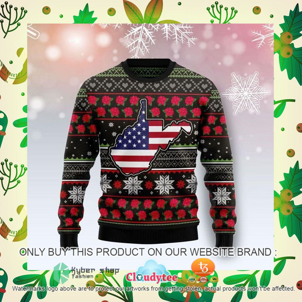 west virginia us flag christmas sweater 1 35181