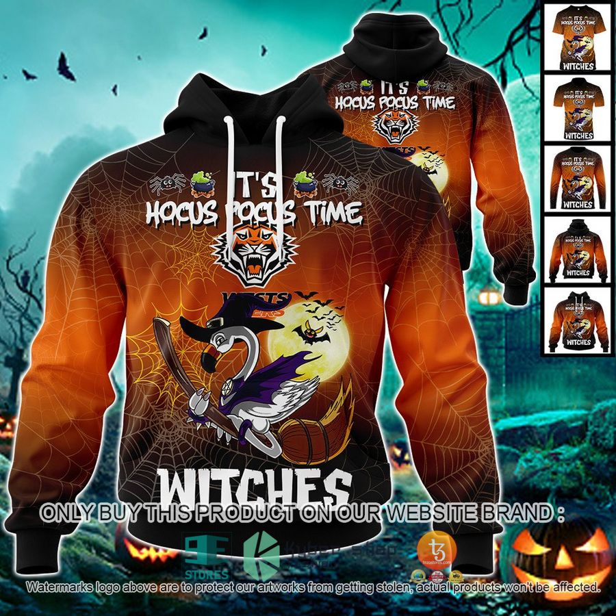 wests tigers its hocus pocus time halloween flamingo witches shirt hoodie 1 69187