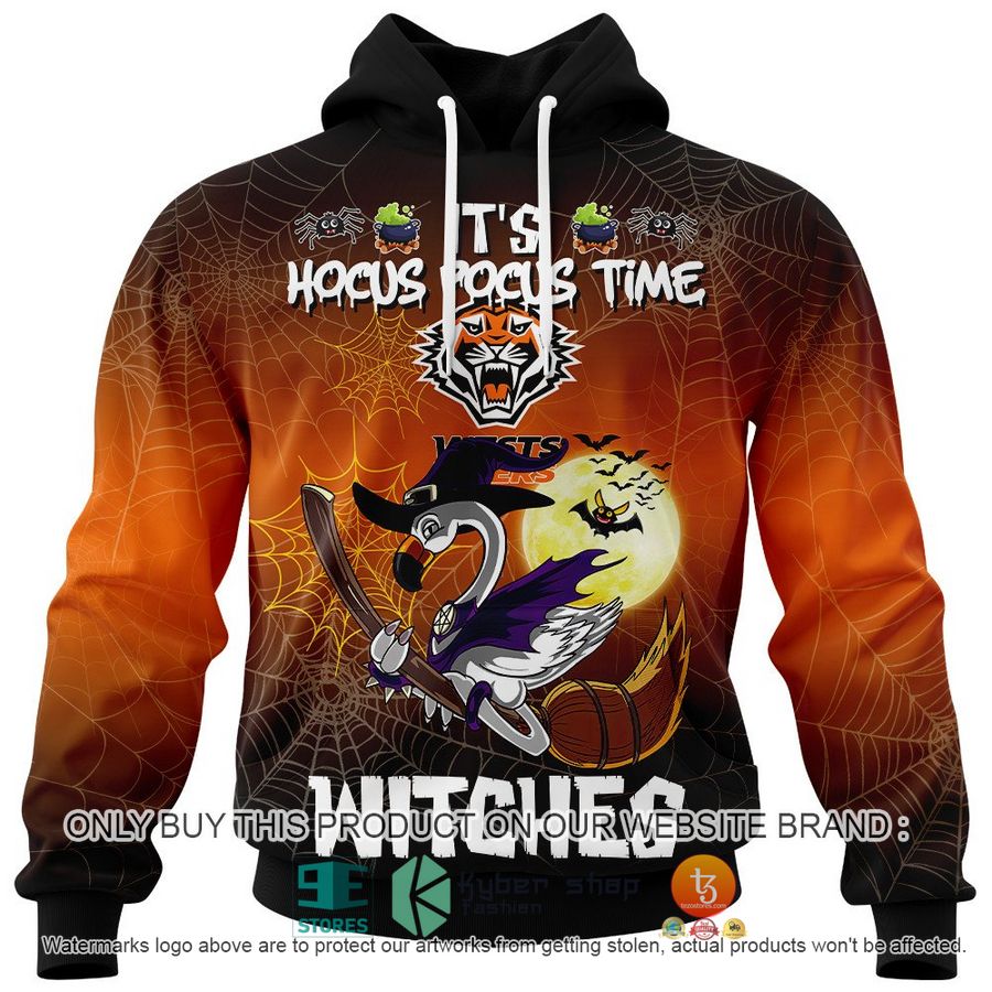 NEW Wests Tigers It's Hocus Pocus Time Halloween Flamingo Witches Hoodie, Shirt 2 wests tigers its hocus pocus time halloween flamingo witches shirt hoodie 2 5414