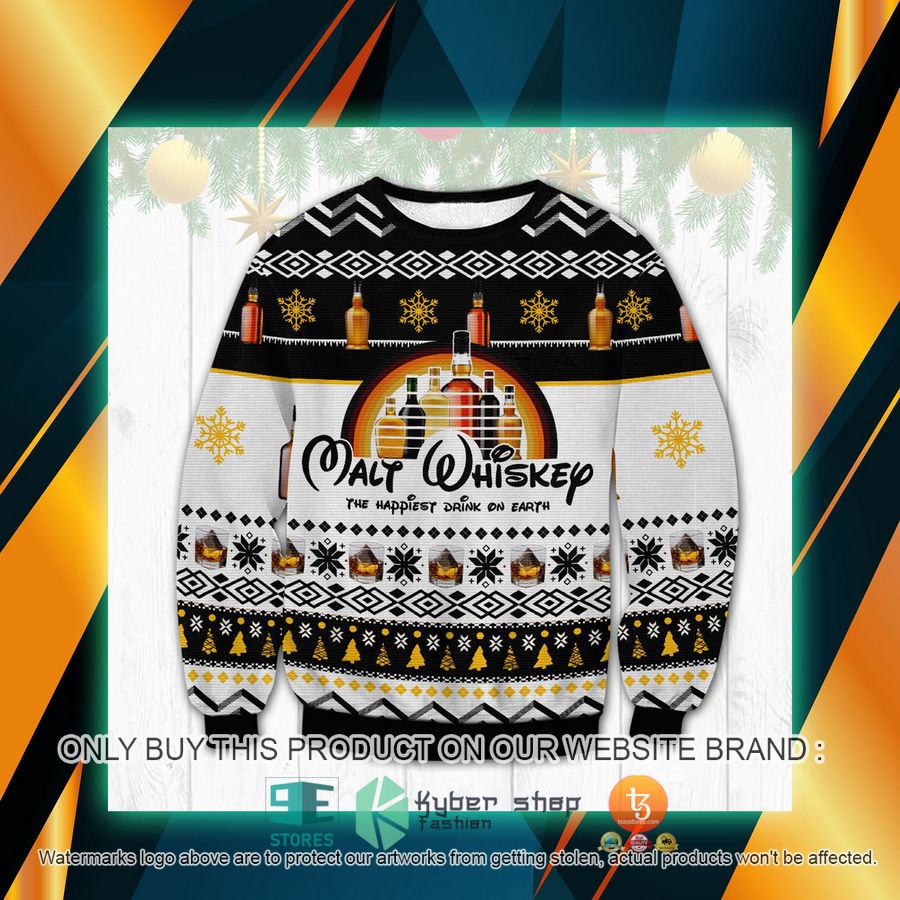 whisky the happiest drink on earth ugly sweater 1 7623