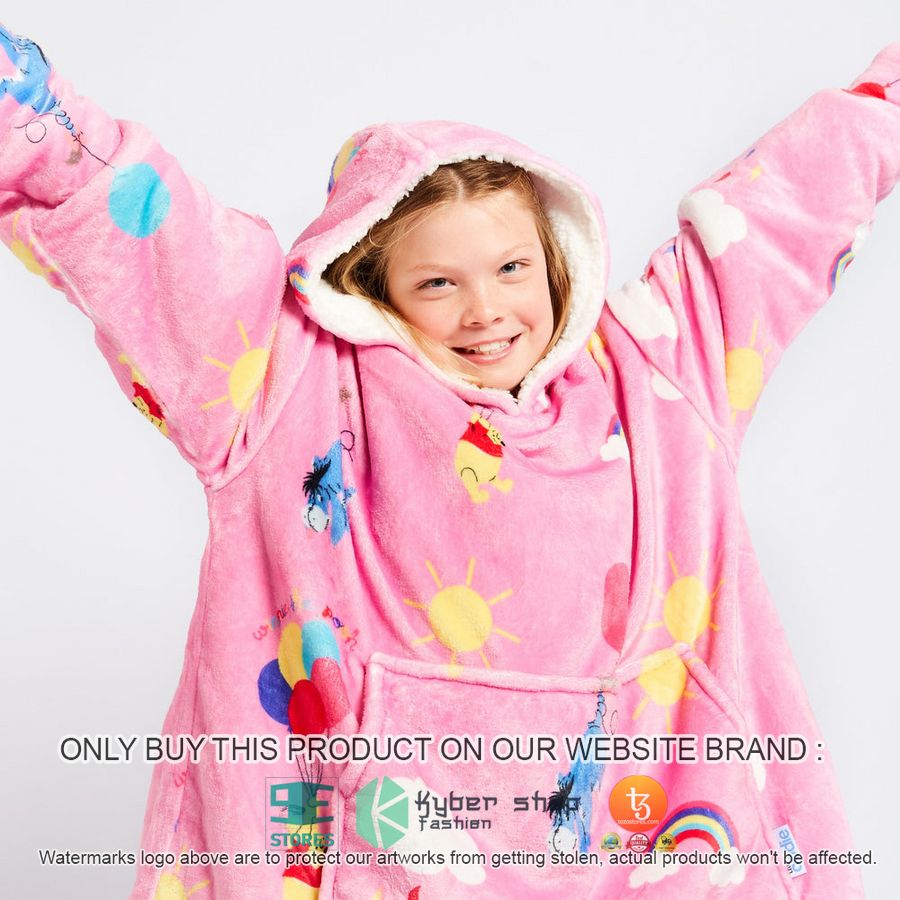 NEW Winnie-the-Pooh and friends balloon pink Fleece Hoodie Blanket 8 winnie the pooh and friends balloon pink sherpa hoodie blanket 1 92242