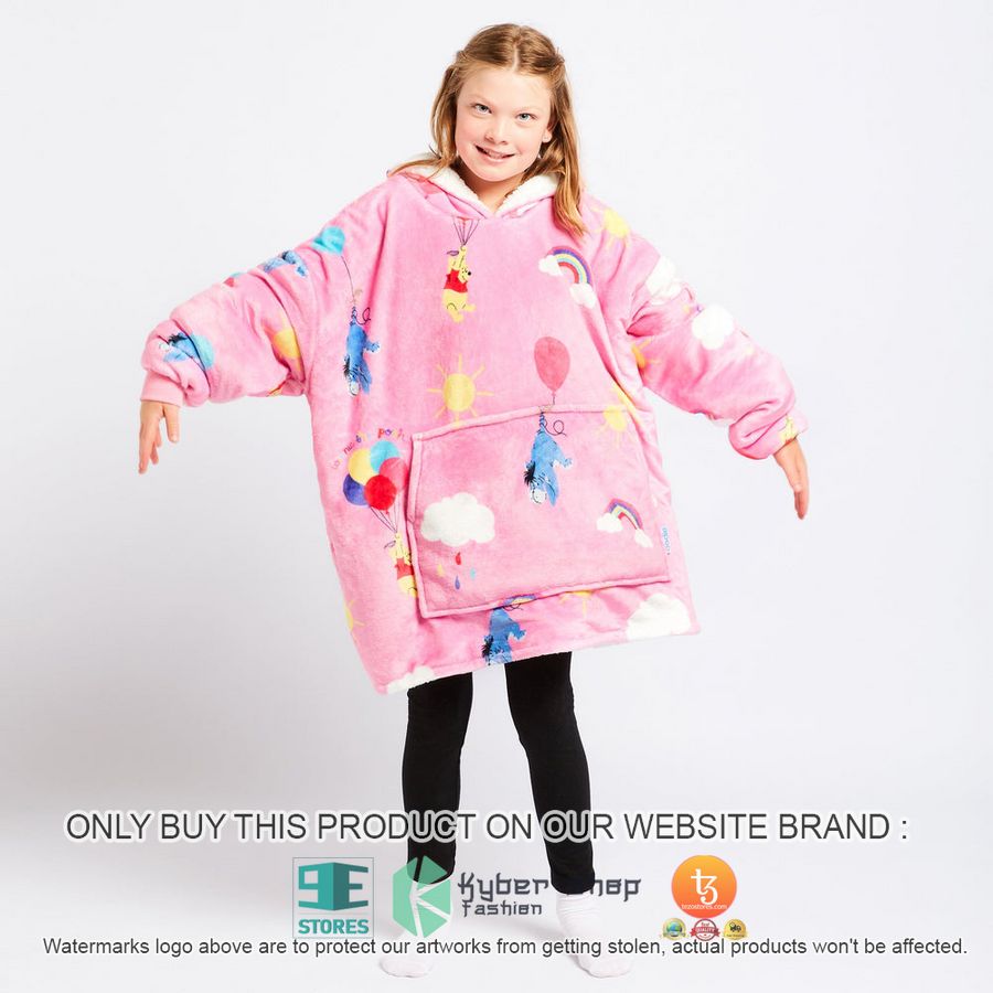 NEW Winnie-the-Pooh and friends balloon pink Fleece Hoodie Blanket 2 winnie the pooh and friends balloon pink sherpa hoodie blanket 2 15840