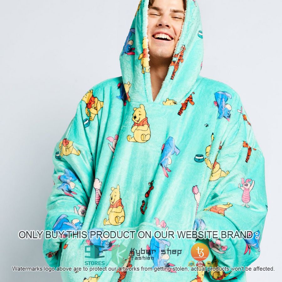 NEW Winnie-the-Pooh and friends cyan Fleece Hoodie Blanket 4 winnie the pooh and friends cyan sherpa hoodie blanket 4 18605