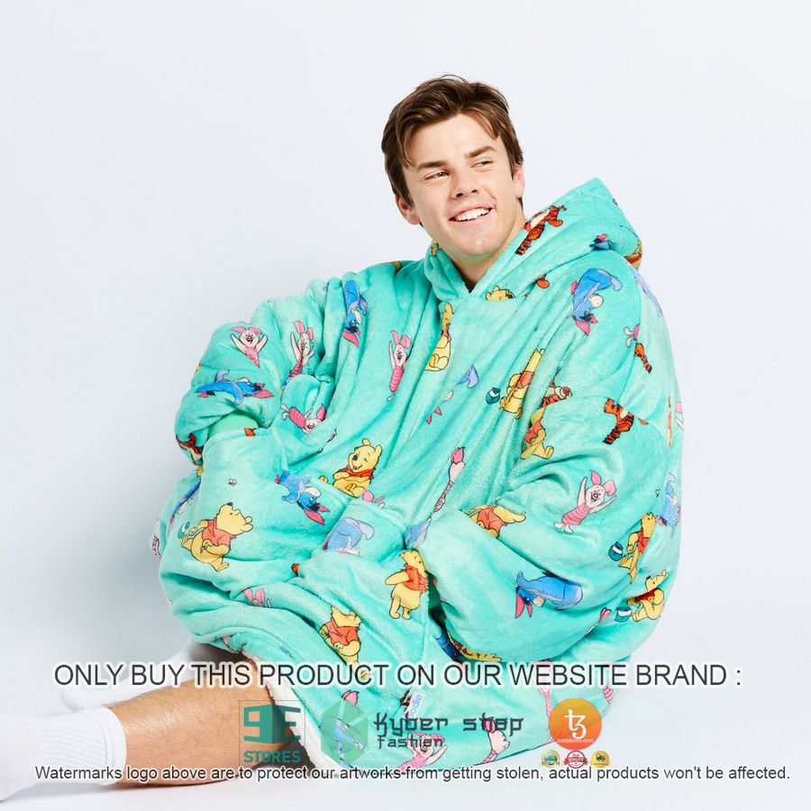 NEW Winnie-the-Pooh and friends cyan Fleece Hoodie Blanket 5 winnie the pooh and friends cyan sherpa hoodie blanket 5 43658