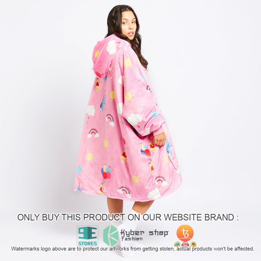 winnie the pooh and friends rainbow pink sherpa hoodie blanket 1 636