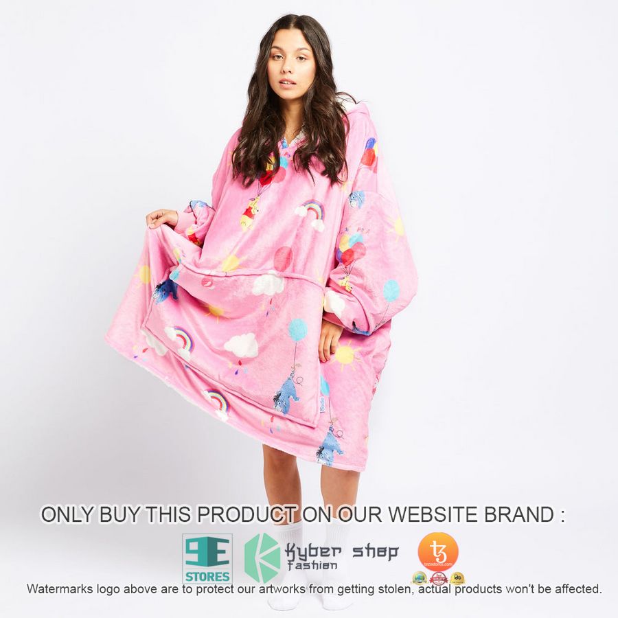 NEW Winnie-the-Pooh and friends rainbow pink Fleece Hoodie Blanket 4 winnie the pooh and friends rainbow pink sherpa hoodie blanket 4 14081