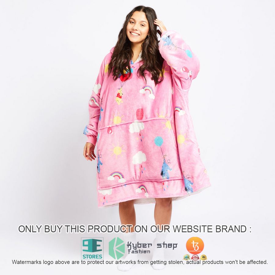 NEW Winnie-the-Pooh and friends rainbow pink Fleece Hoodie Blanket 5 winnie the pooh and friends rainbow pink sherpa hoodie blanket 5 83167