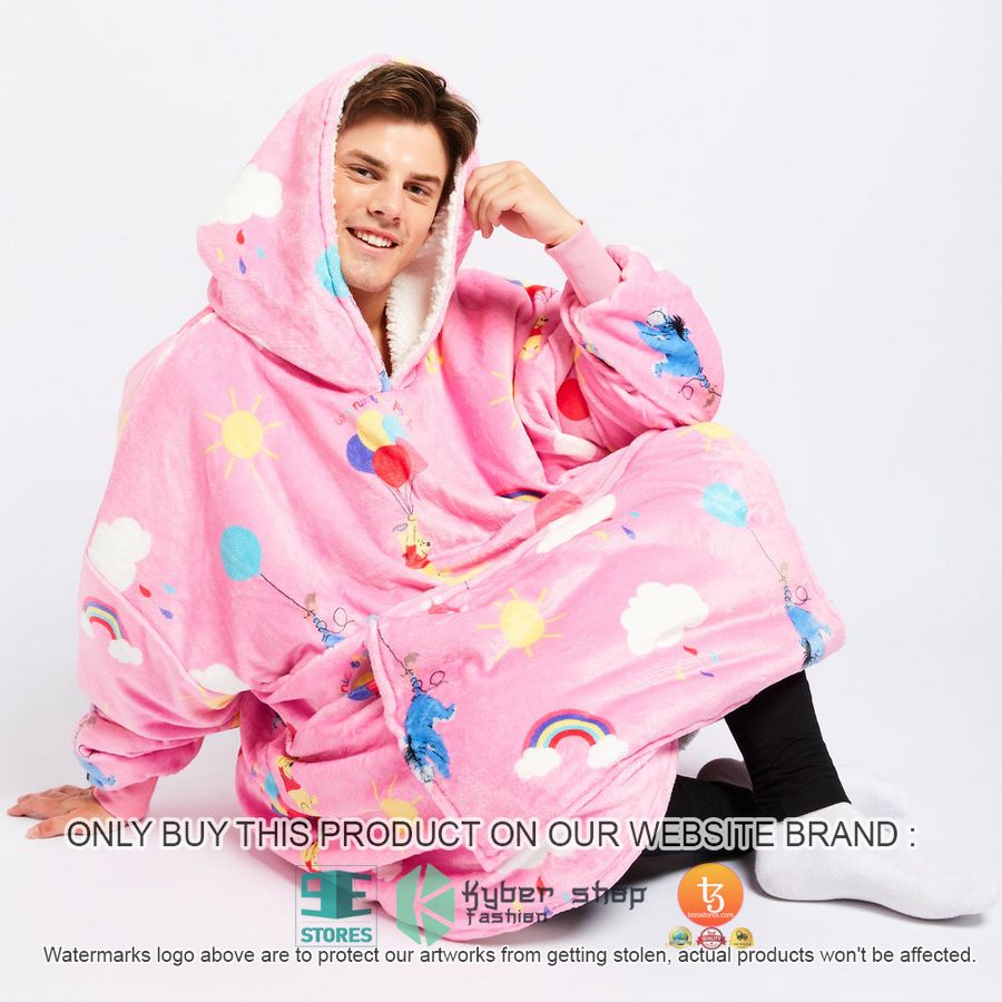 NEW Winnie-the-Pooh and friends rainbow pink Fleece Hoodie Blanket 6 winnie the pooh and friends rainbow pink sherpa hoodie blanket 6 74956