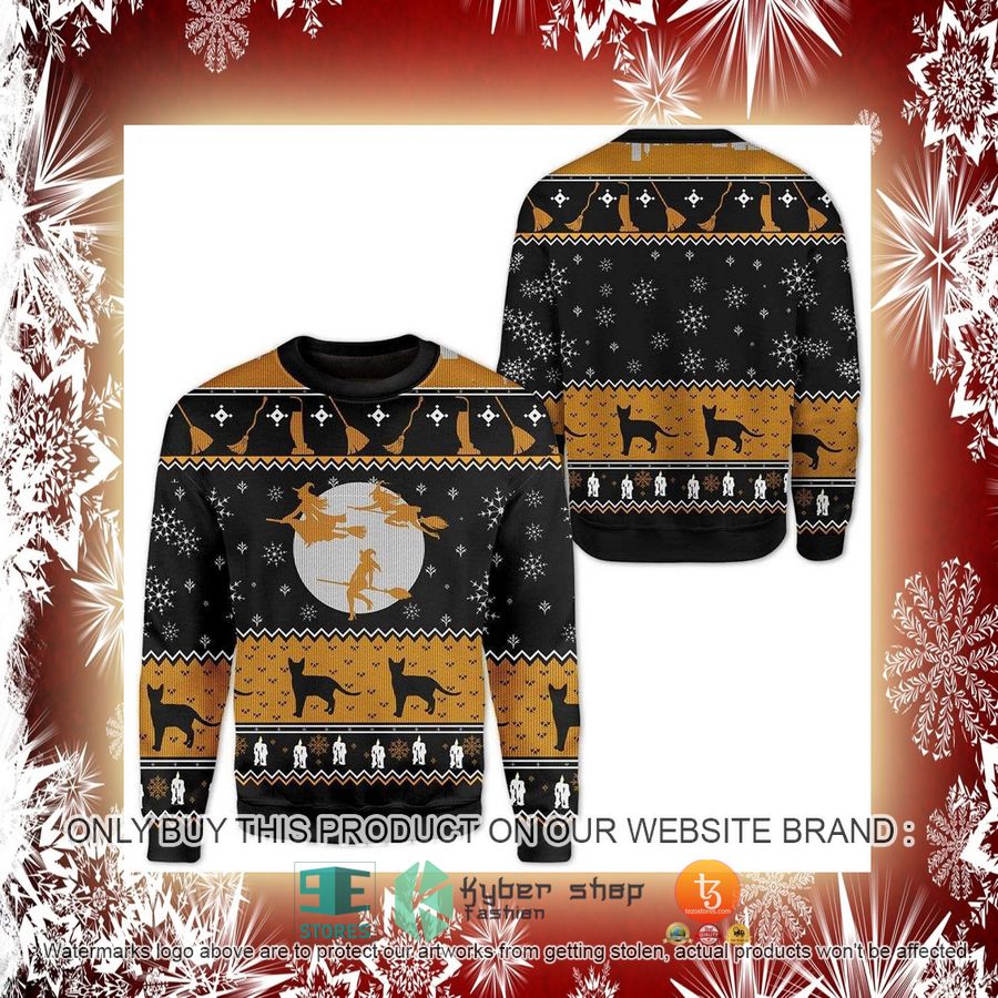 NEW Witch Cat Christmas Sweatshirt, Sweater 2 witch cat christmas ugly sweater 2 15408