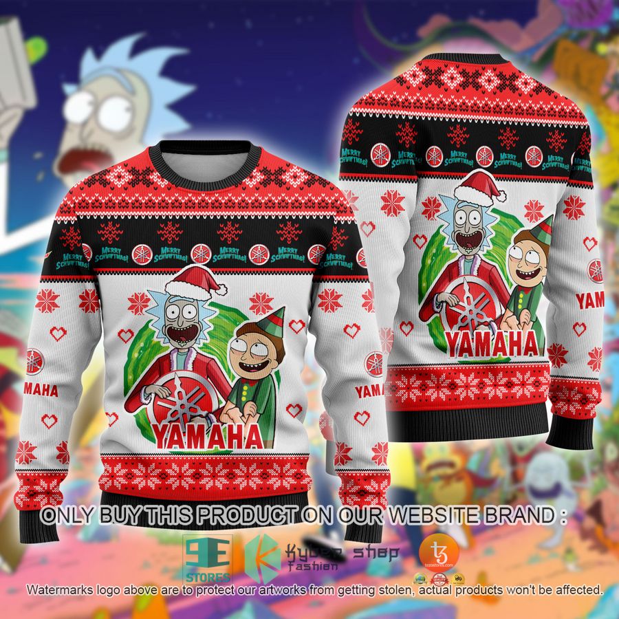 yamaha car rick and morty ugly christmas sweater 1 34924