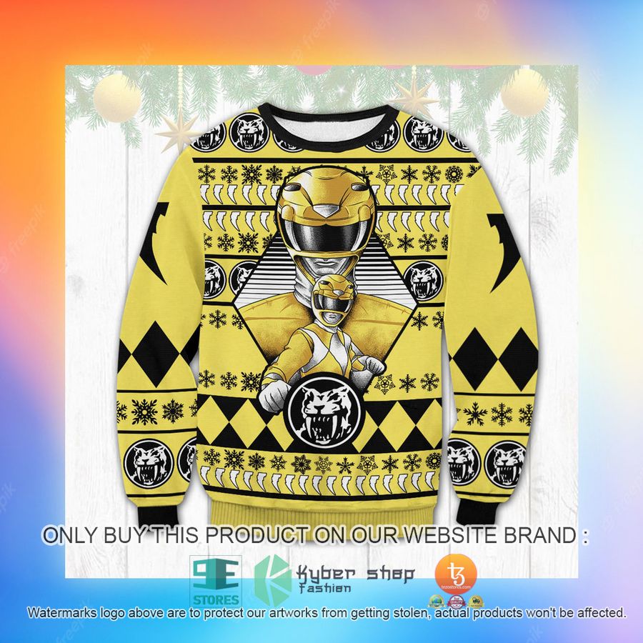 HOT Yellow Power Rangers Ugly Sweater 3 yellow power rangers ugly sweater 3 26628