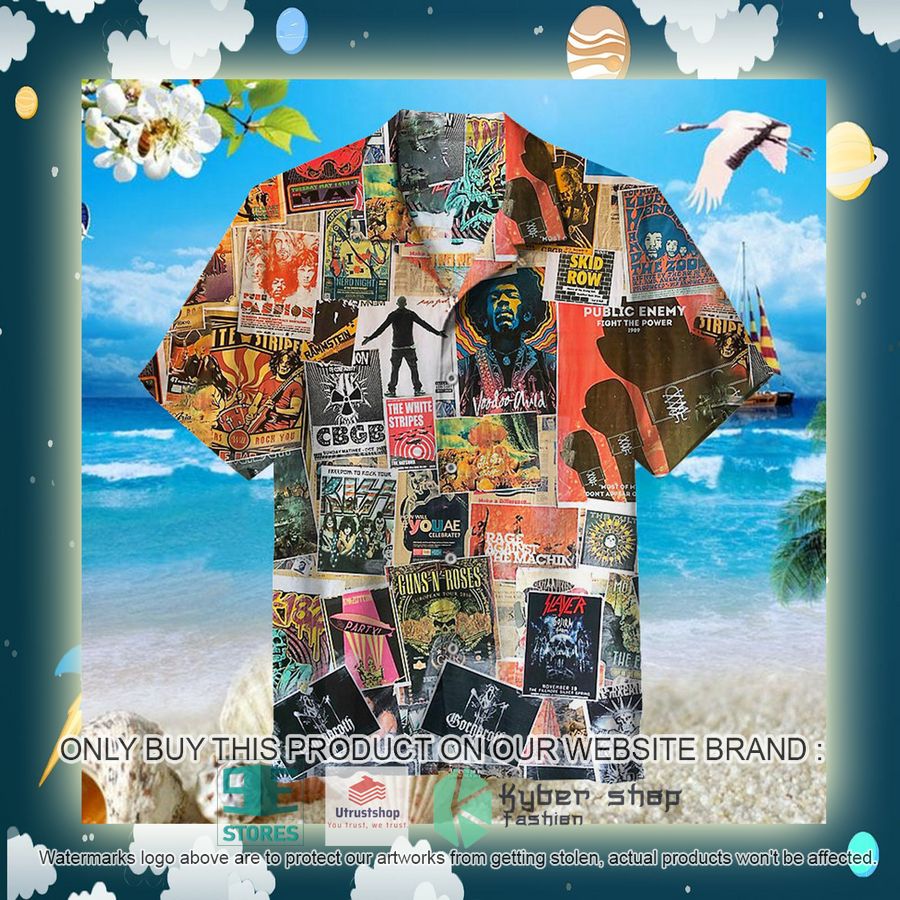 NEW 80s Rock Collage Hawaii Shirt 2 80s rock collage hawaiian shirt 2 85403