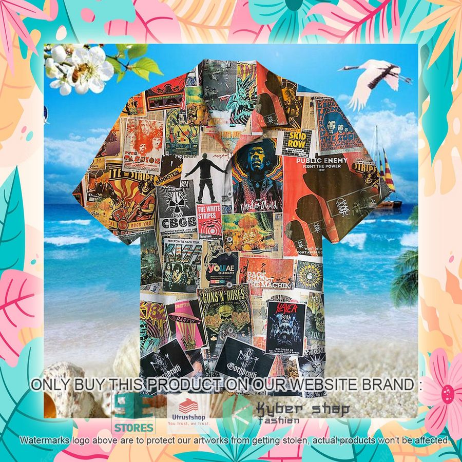NEW 80s Rock Collage Hawaii Shirt 4 80s rock collage hawaiian shirt 4 14169