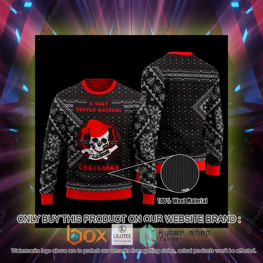 a very supernatural christmas skull wool sweater 2 15772