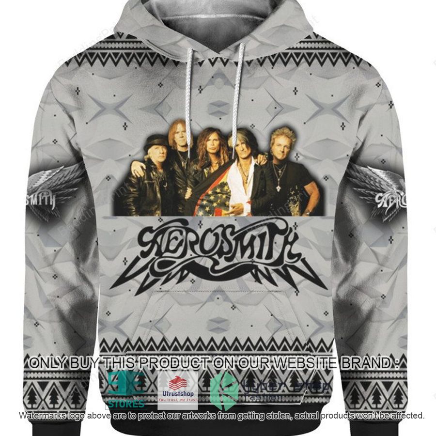 NEW Aerosmith Band grey 3D Hoodie 1 aerosmith band grey 3d hoodie 1 25529