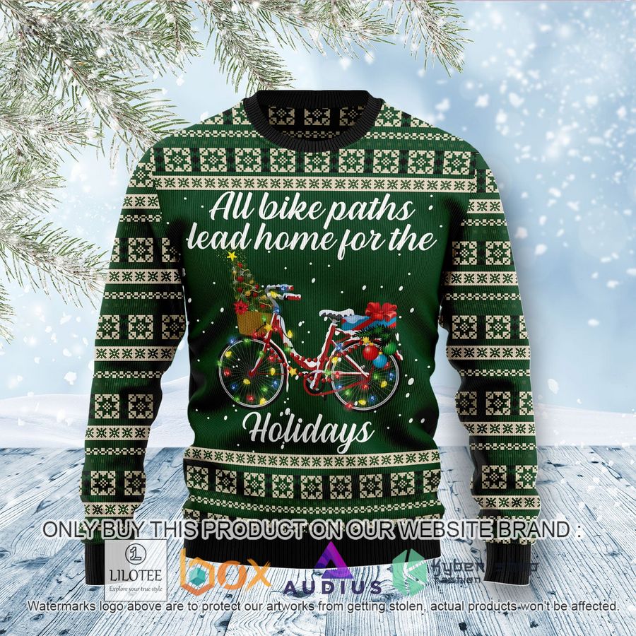 all bike paths lead home for the holiday ugly christmas sweater 1 88348
