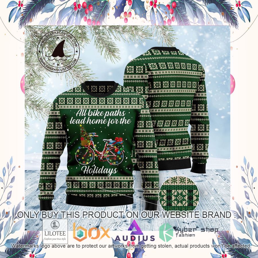 All Bike Paths Lead Home For The Holiday Ugly Christmas Sweater 12 all bike paths lead home for the holiday ugly christmas sweater 12 57762
