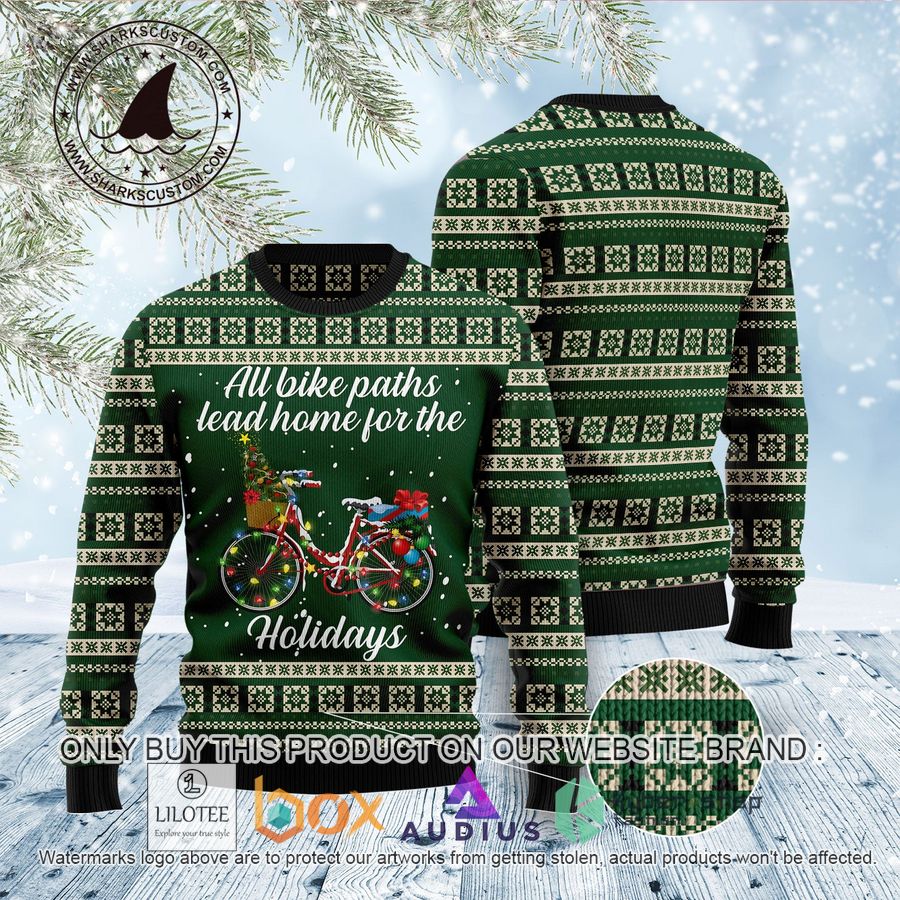 All Bike Paths Lead Home For The Holiday Ugly Christmas Sweater 3 all bike paths lead home for the holiday ugly christmas sweater 3 69145