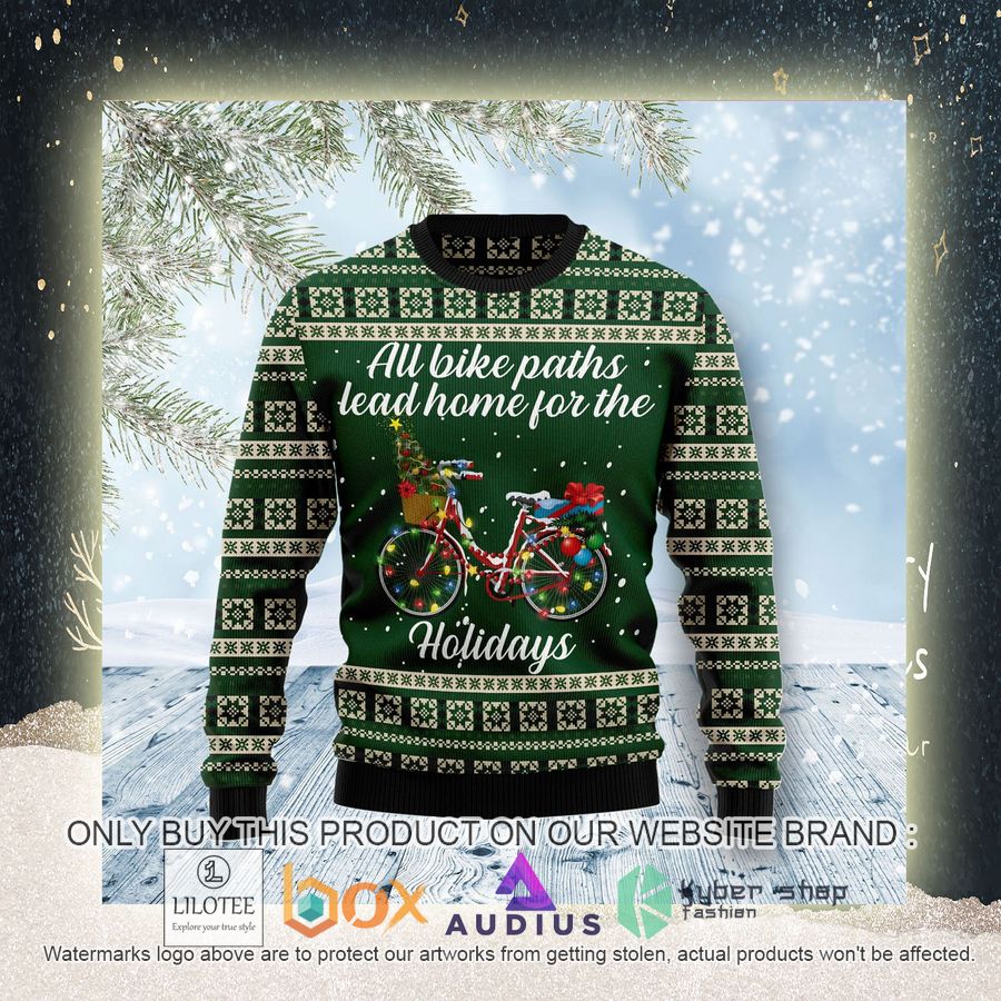 All Bike Paths Lead Home For The Holiday Ugly Christmas Sweater 4 all bike paths lead home for the holiday ugly christmas sweater 4 91499