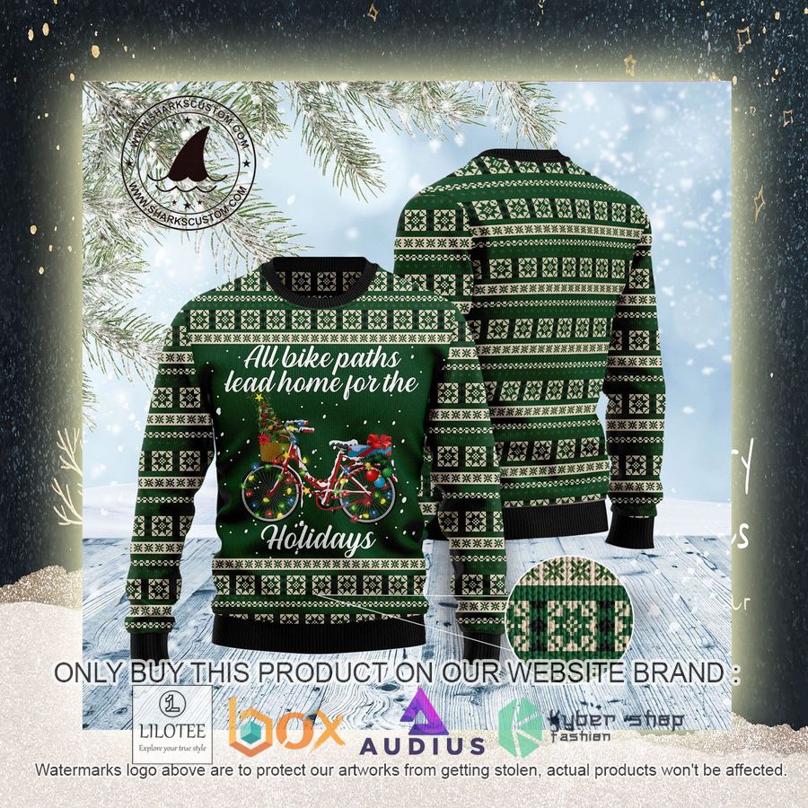 All Bike Paths Lead Home For The Holiday Ugly Christmas Sweater 6 all bike paths lead home for the holiday ugly christmas sweater 6 25620
