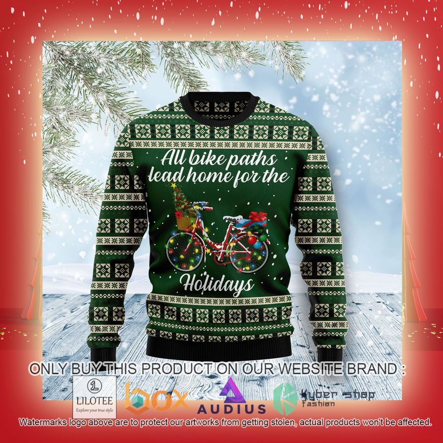 All Bike Paths Lead Home For The Holiday Ugly Christmas Sweater 7 all bike paths lead home for the holiday ugly christmas sweater 7 84711