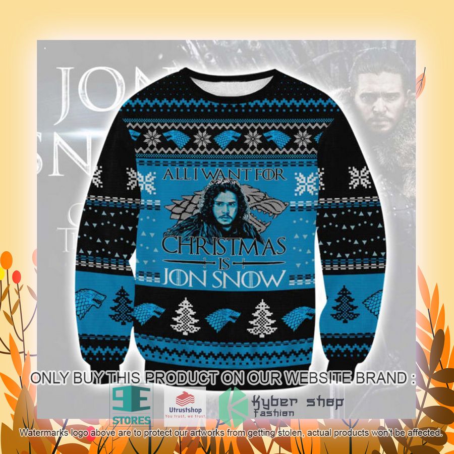 NEW All I Want For Christmas Is Jon Snow black blue Ugly Sweater 4 all i want for christmas is jon snow black blue ugly christmas sweater 4 26686