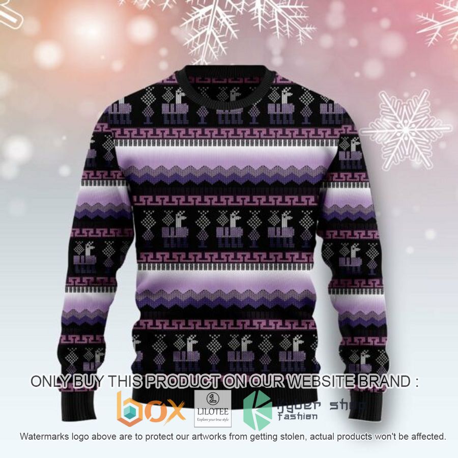 alpaca purple pattern ugly christmas sweatshirt 1 61333