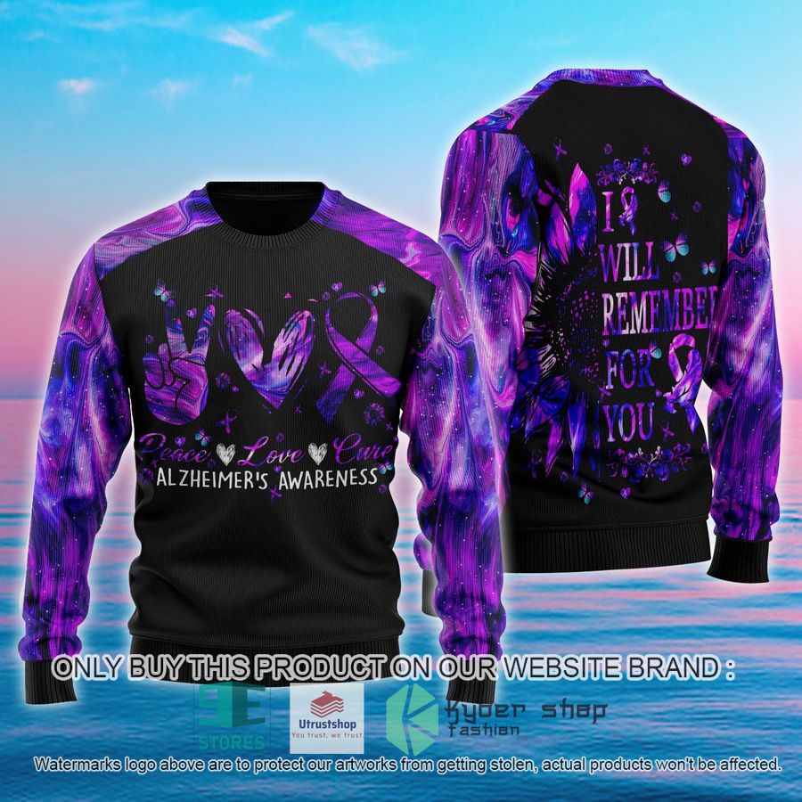 alzheimers awareness ill remember for you purple heart ugly christmas sweater 1 74578