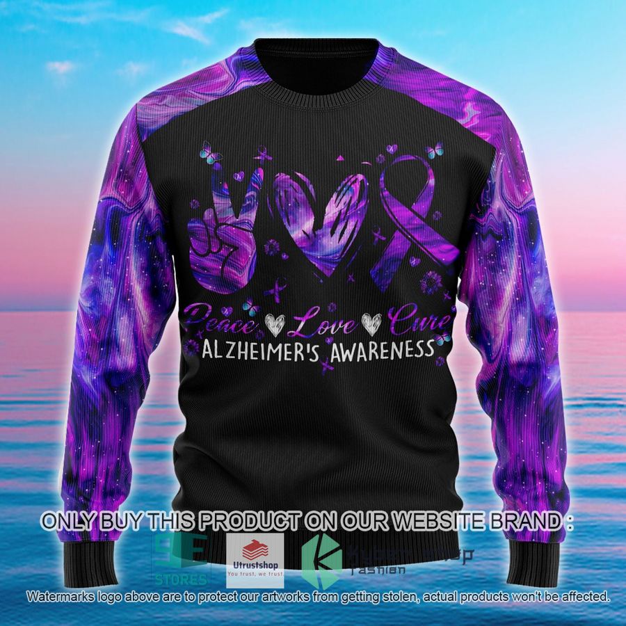 NEW Alzheimer's Awareness I'll Remember For You Purple Heart Ugly Sweater 2 alzheimers awareness ill remember for you purple heart ugly christmas sweater 2 16019