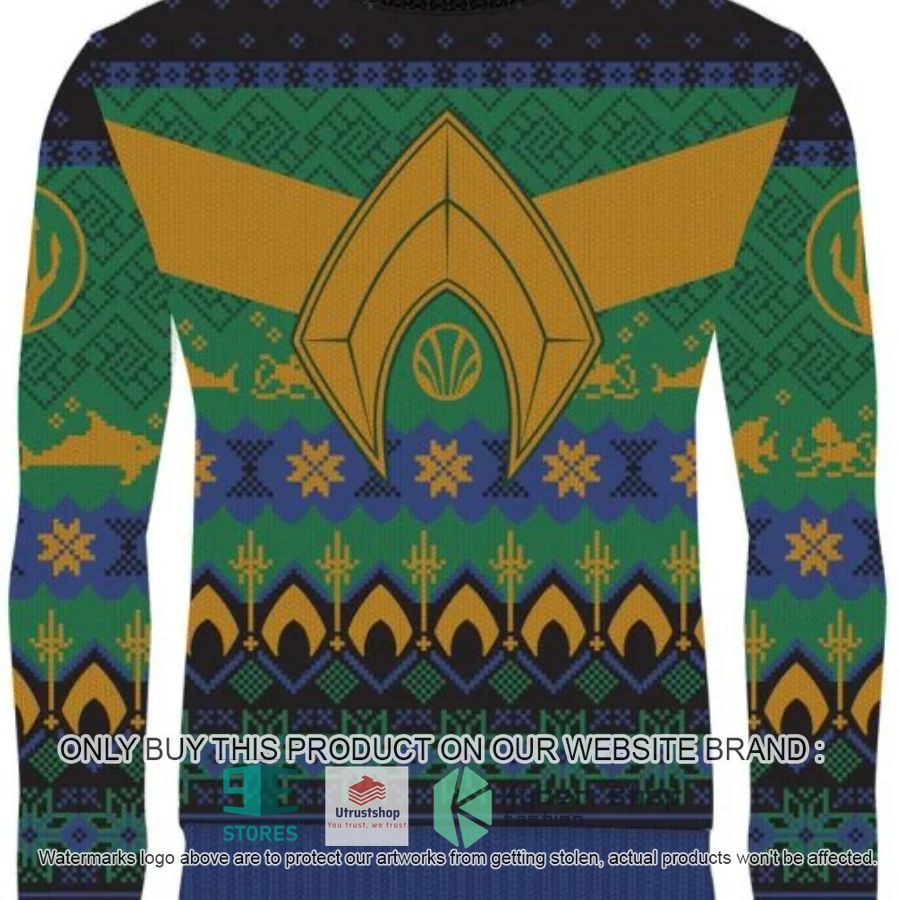 aquaman logo ugly christmas sweater 1 39511