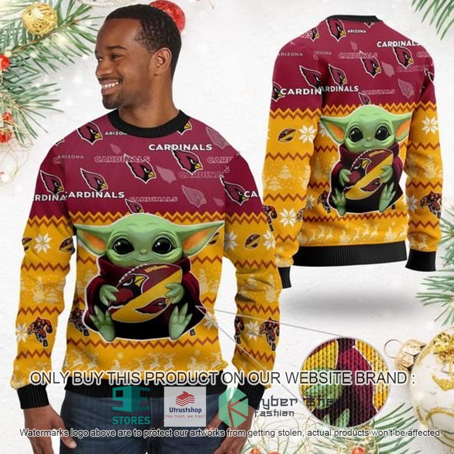 arizona cardinals baby yoda ugly chrisrtmas sweater 2 28921