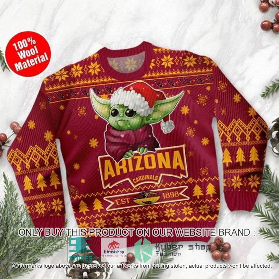 arizona cardinals cute baby yoda grogu ugly chrisrtmas sweater 2 8909