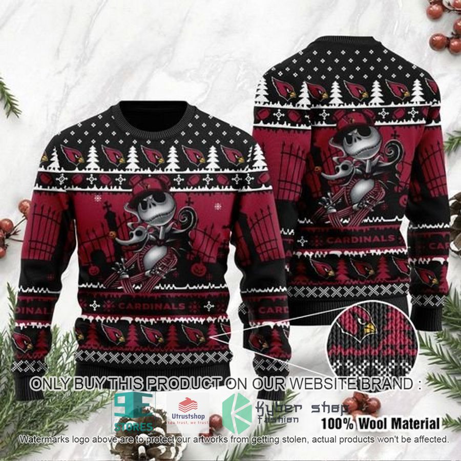 arizona cardinals jack skellington halloween ugly chrisrtmas sweater 1 91840