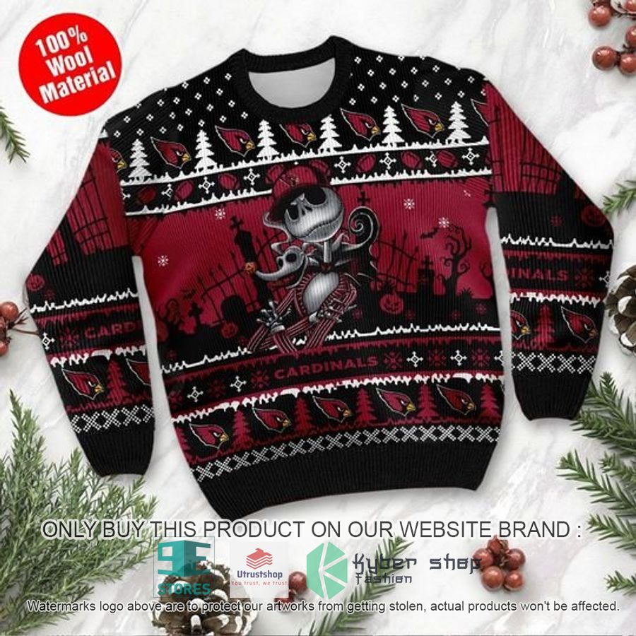 arizona cardinals jack skellington halloween ugly chrisrtmas sweater 2 45824