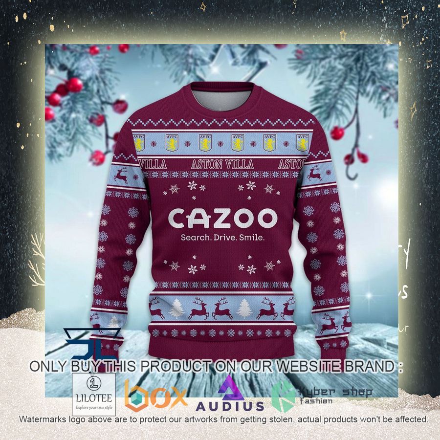 Aston Villa F.C Ugly Christmas Sweater 12 aston villa f c ugly christmas sweater 12 71658