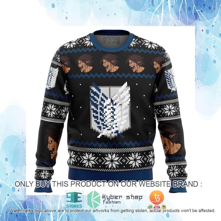 HOT Attack On Titan Survery Corps Ugly Christmas Sweater 11 attack on titan survery corps knitted wool sweater 11 84437