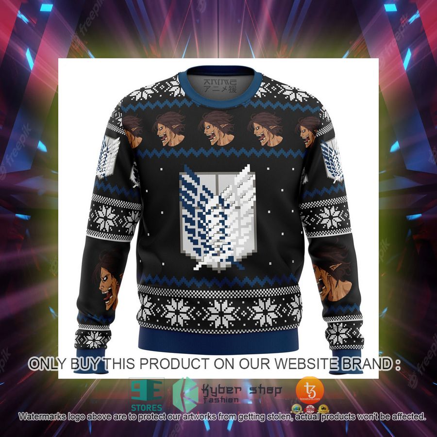 HOT Attack On Titan Survery Corps Ugly Christmas Sweater 4 attack on titan survery corps knitted wool sweater 4 35147