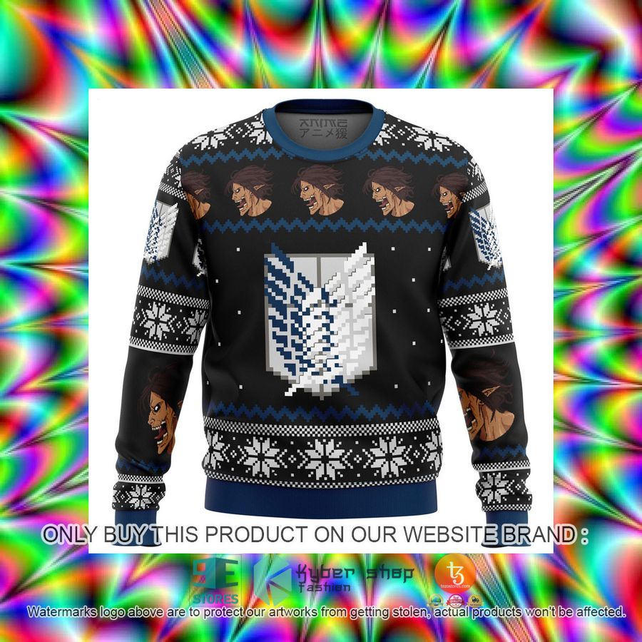 HOT Attack On Titan Survery Corps Ugly Christmas Sweater 8 attack on titan survery corps knitted wool sweater 8 39328