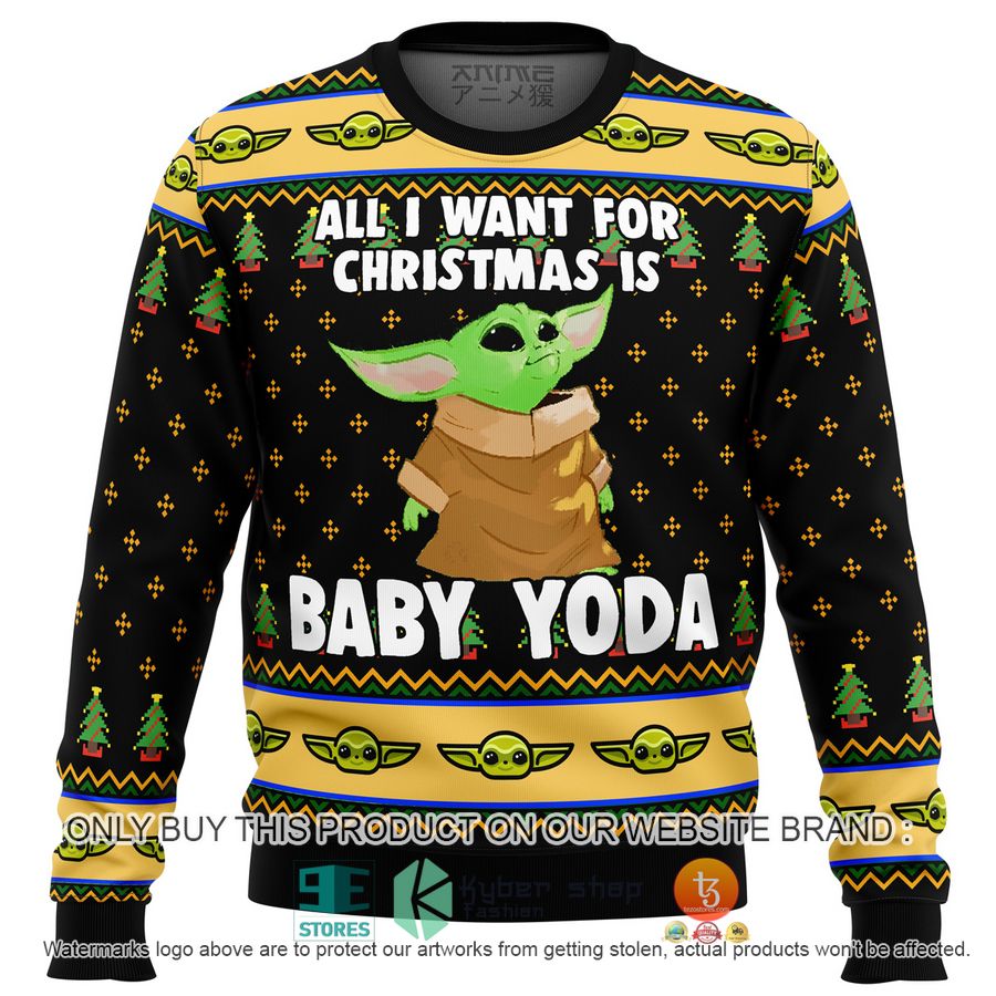 baby yoda all i want mandalorion star wars premium knitted wool sweater 1 25520