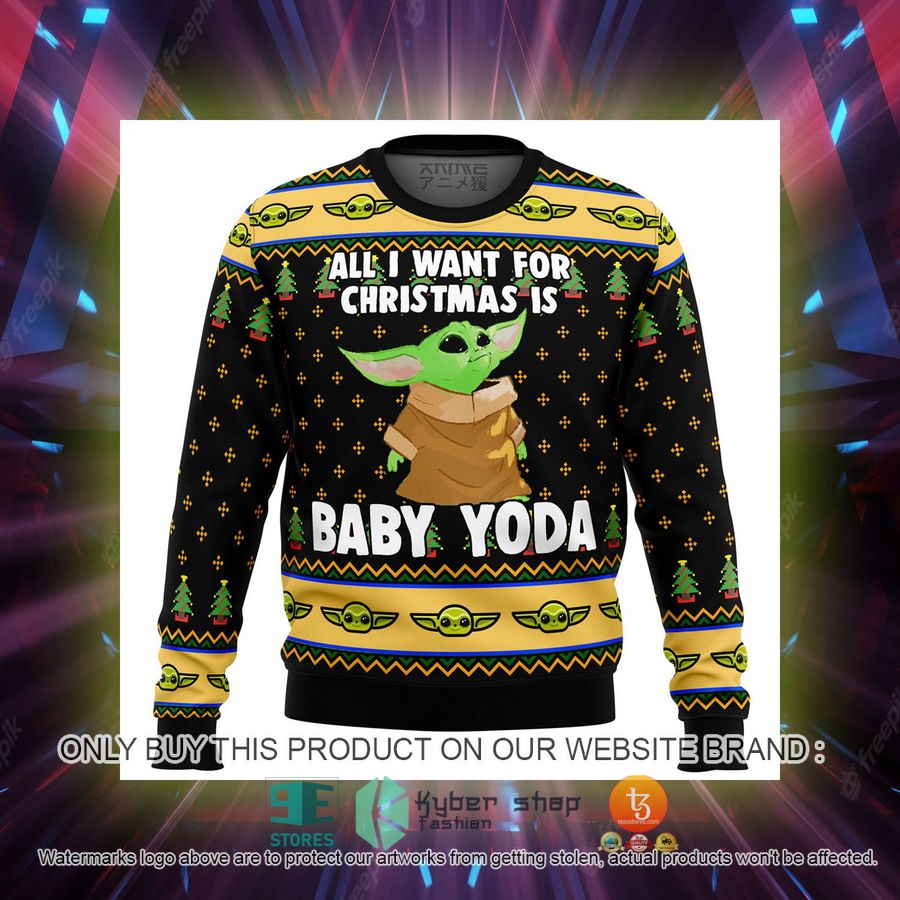 baby yoda all i want mandalorion star wars premium knitted wool sweater 2 80092