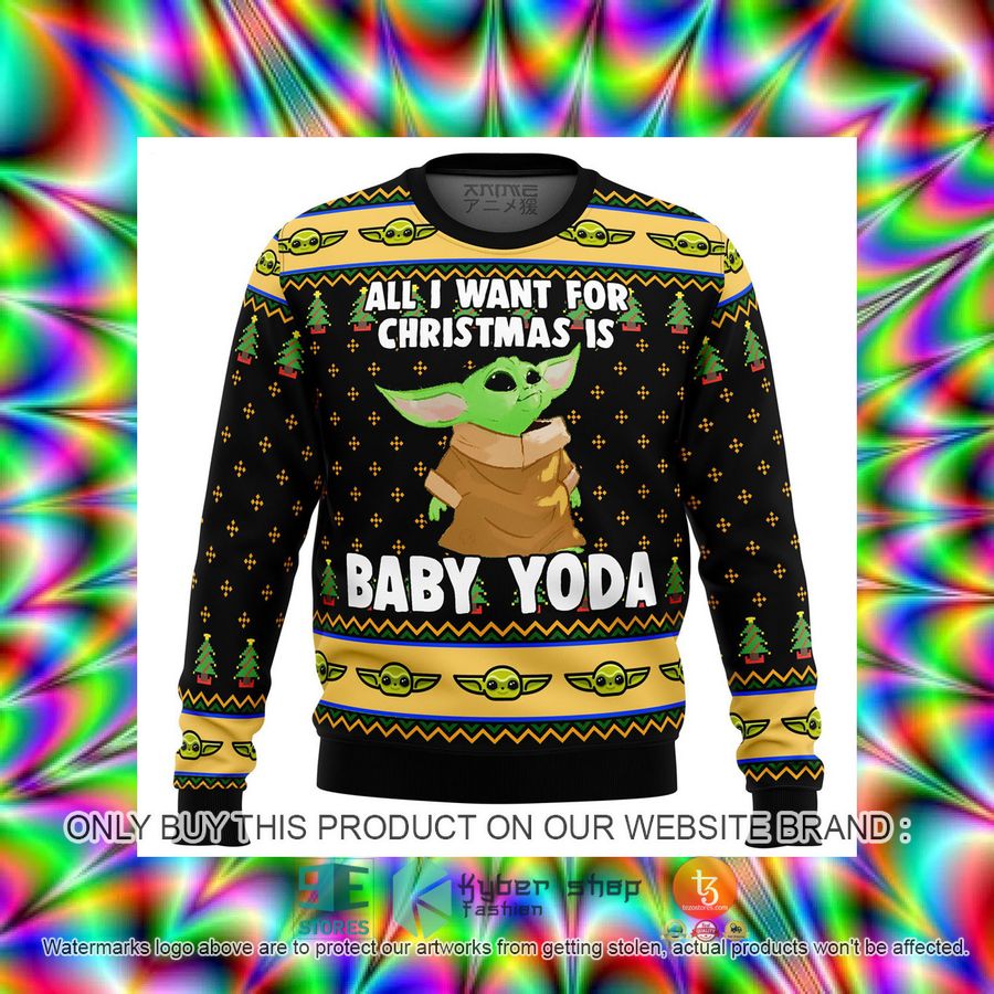 HOT Baby Yoda All I Want Mandalorion Star Wars Premium Ugly Christmas Sweater 3 baby yoda all i want mandalorion star wars premium knitted wool sweater 3 94015