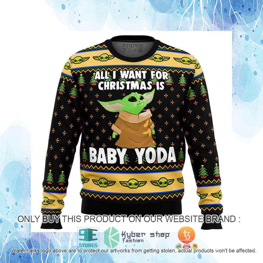 HOT Baby Yoda All I Want Mandalorion Star Wars Premium Ugly Christmas Sweater 4 baby yoda all i want mandalorion star wars premium knitted wool sweater 4 63949