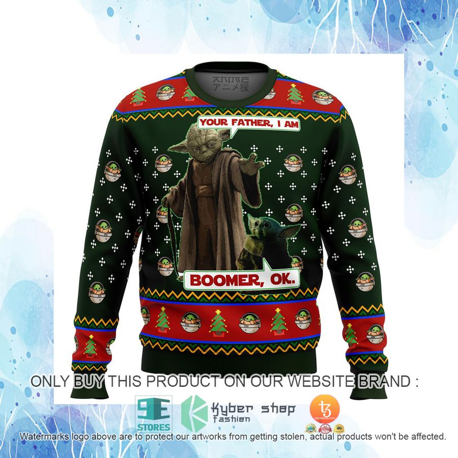 HOT Baby Yoda Boomer Star Wars Ugly Christmas Sweater 10 baby yoda boomer star wars knitted wool sweater 10 9620