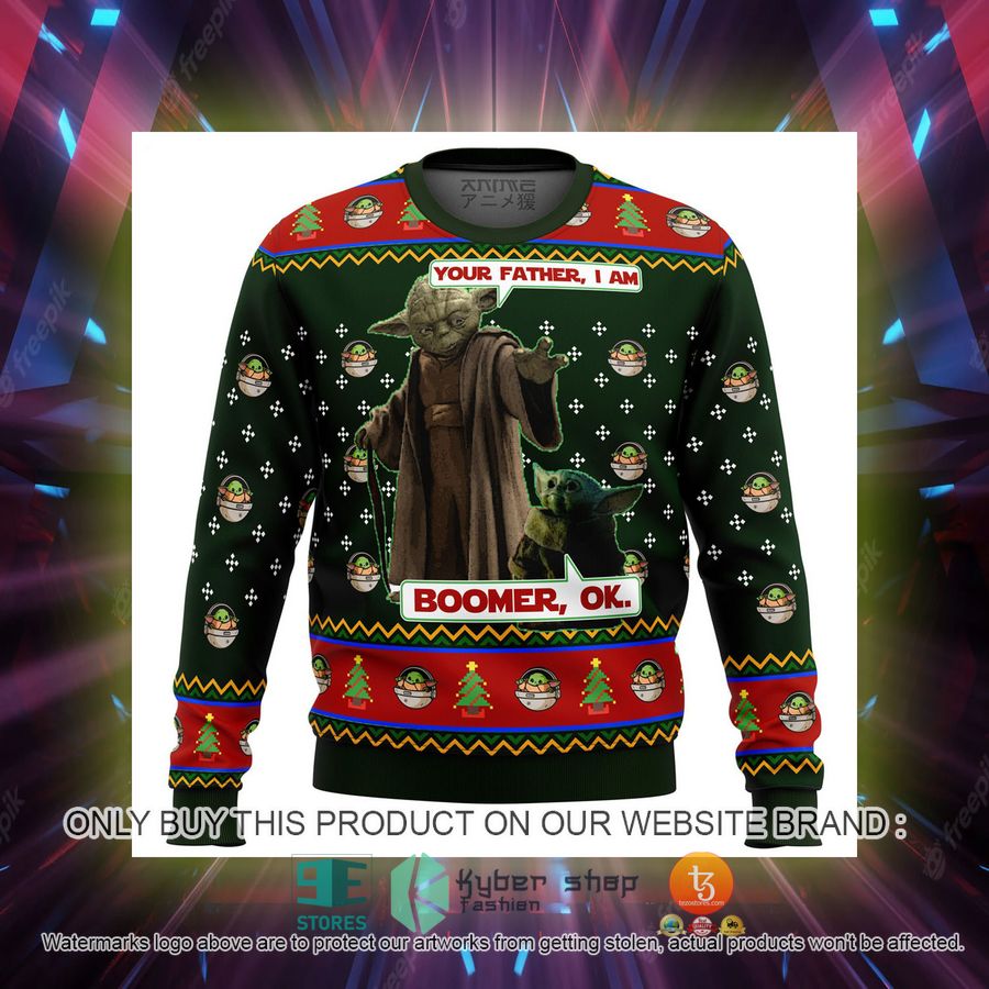 HOT Baby Yoda Boomer Star Wars Ugly Christmas Sweater 5 baby yoda boomer star wars knitted wool sweater 5 36338